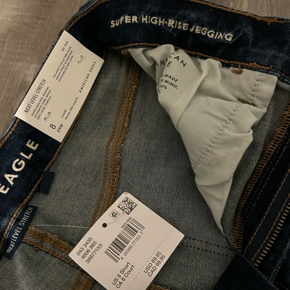 American Eagle Outfitters Dark Blue Distressed Skinny Jeans - Picture 3 of 3